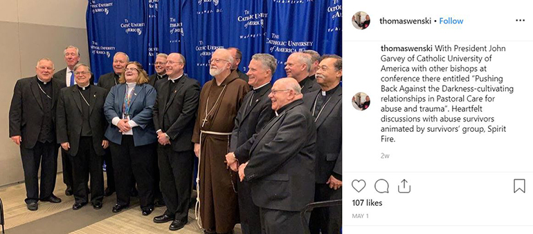 Archbishop Thomas Wenski posted this group photo on his Instagram account after taking part in the one-day meeting with survivors of sexual abuse at The Catholic University of America May 1, 2019.