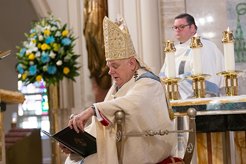 Archbishop Thomas Wenski preaches his homily before a standing-room only St. Mary Cathedral, where nearly 1,000 people witnessed the joyous, tradition-filled Mass of ordination for five new priests for the Archdiocese of Miami, May 11, 2019.