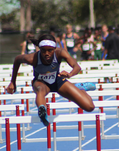 St. Thomas Aquinas' Eddiyah Frye won the girls long jump with a leap of 18 feet, 8 3/4 inches, and also took fifth in the 100 hurdles at the Class 4A Florida Girls Track and Field Championships.