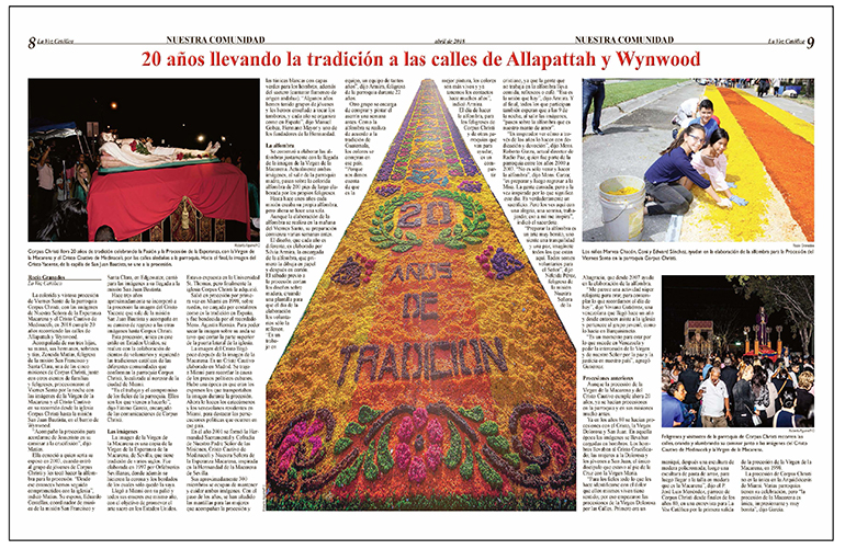 La Voz's Rocío Granados won first place in Spanish for Best Reporting on Cultural Heritage for her coverage of the annual Good Friday procession at Corpus Christi Church, entitled “20 años llevando la tradición a las calles de Allapattah y Wynwood” (20 years of taking tradition to the streets of Allapattah and Wynwood).