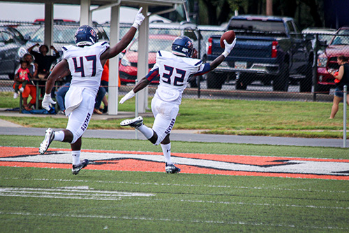 St. Thomas University Keiondre Gaulden returns a punt for a touchdown during the Bobcats' first win, on the second game of the season versus Union College in Kentucky.