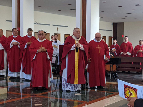 Archbishop Thomas Wenski, joined by all of Florida's bishops, blessed the new refectory and audio visual hall at St. John Vianney College Seminary Oct. 17, 2019, after celebrating a Mass of the Holy Spirit with the seminarians, seminary staff and friends. The seminary is marking the 60th anniversary of its foundation in 2019.