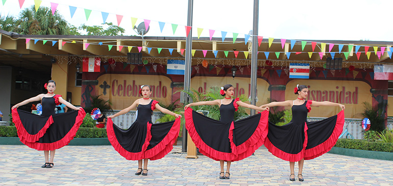 St. Kevin School students perform representative folkloric dances in the school patio as  part of their Hispanic Heritage Festival, which is also an interdisciplinary learning project.