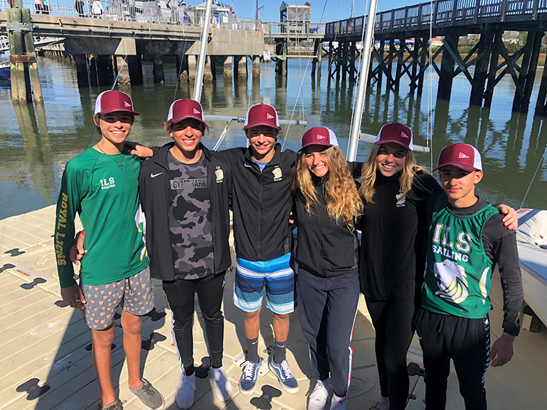 Immaculata-La Salle sailors pose for a photo after one of their wins at the College of Charleston's Invitational Regatta, held in Charleston, South Carolina, the weekend of Nov. 9 and 10. From left, Mitchell Callahan, Antonio Miranda, Justin Callahan, Brianna Ross, Chaira Kusmierek and Danny Riano.