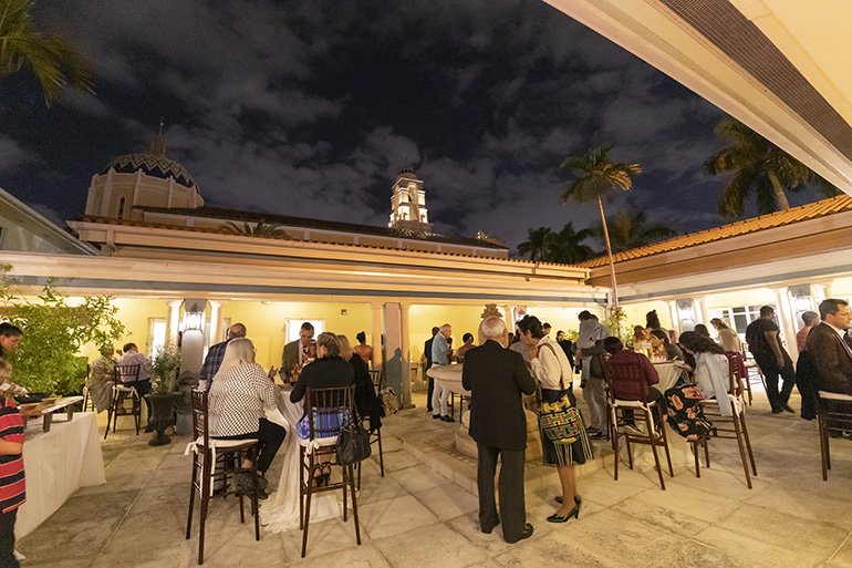 Those recognized at the Thanks-for-Giving Mass take part in the reception that followed in the plaza inside the rector of St. Mary Cathedral. The Mass was celebrated Nov. 23, 2019.