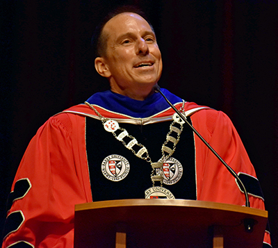 Mike Allen gives his inaugural address as the new president of Barry University.