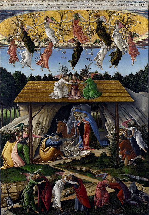 Sandro Boticelli: "Navidad Mística" (1501) Galería Nacional de Londres. Portada de la edición de diciembre 2019 de La Voz Católica.