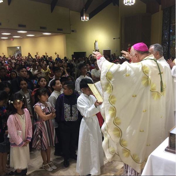 Archbishop Thomas Wenski celebrates Santo Niño Mass at St. Bernard Church in Sunrise, Jan. 19, 2020. Devotion to Senyor Santo Niño is very popular in the Philippines, especially among people in Cebu province. It is celebrated every third Sunday of January.