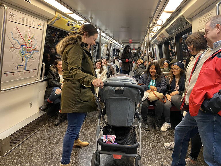 Little Flower's March for Life group speak with a woman and her baby on the D.C. Metro. Izzy Rennella reports: "Her baby would turn 1 on Monday. We then, in very Miami fashion, proceeded to sing happy birthday to the baby."