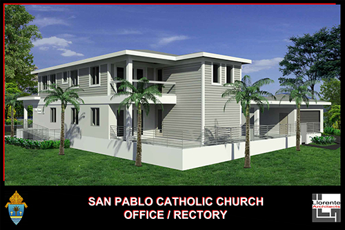 Architect's rendering of the new San Pablo Church office and rectory, which are being rebuilt to the latest code after being battered by Hurricane Irma in 2017.
