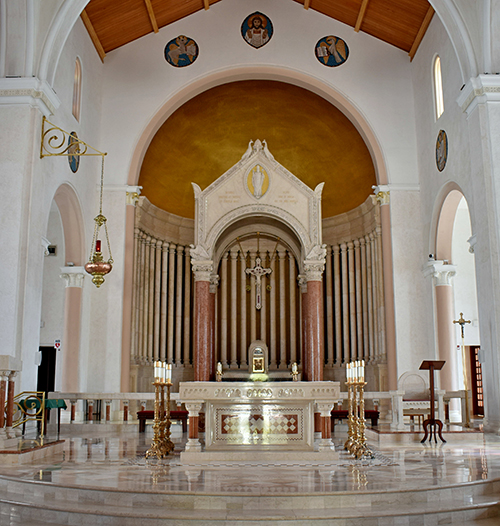 St. Patrick's Church has a baldacchino, a high canopy, over its original altar.