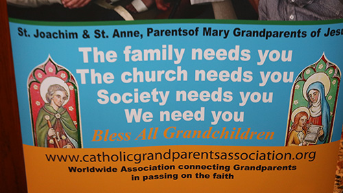 A sign displayed at an informational meeting on a new ministry to grandparents promotes the importance of the grandparenting role. The meeting took place Feb. 20, 2020, at Assumption Church, Lauderdale-By-The-Sea.