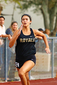 Immaculata-La Salle's Katia Perez-Sanchez dashes to her seventh-place finish in the long jump at Belen Jesuit Prep's Home Meet March 3, 2020.