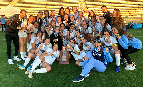 Lourdes Academy's Bobcats celebrate their second soccer championship in three years. They beat Venice 2-1 Feb. 28, 2020 in the Class 6A state final, played in DeLand. Lourdes’ only losses this season were 1-0 defeats to defending champion Plantation American Heritage on Nov. 26 and Class 5A champion Archbishop McCarthy on Jan. 23, just before the district tournament.