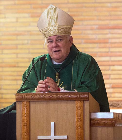 Archbishop Thomas Wenski preaches his homily during the Mass for unity against racism and for peace, which he celebrated July 5, 2020, at Holy Redeemer Church in Liberty City.