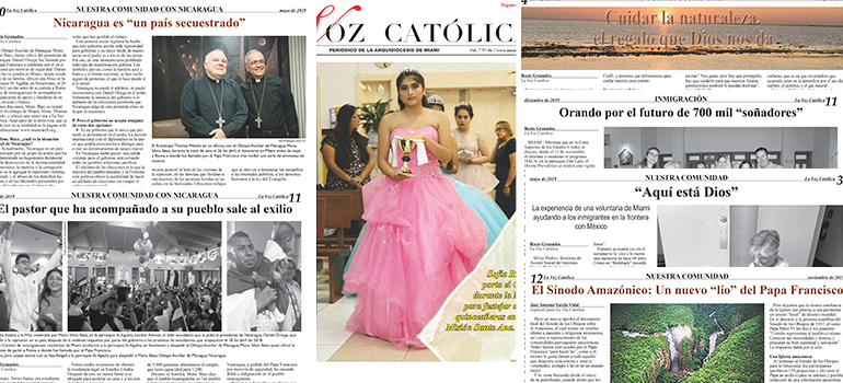 Imágenes de algunas de las 13 historias de La Voz Católica que ganaron premios en el concurso 2020 de la Asociación de Prensa Católica.