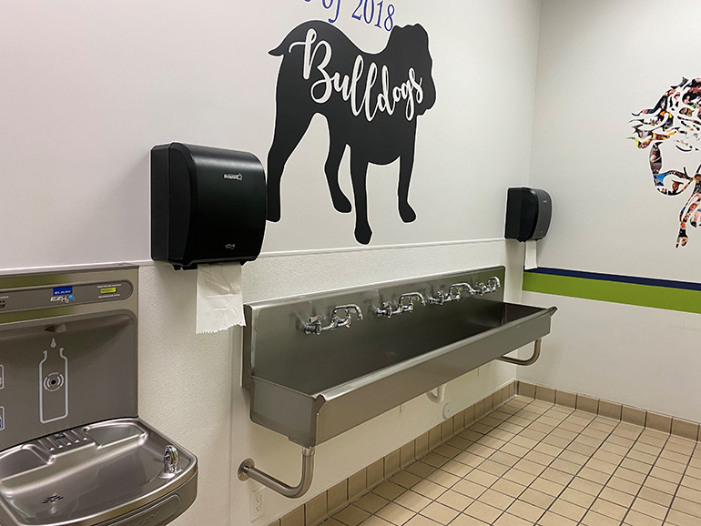 Planning for a return to in-person classes in the midst of the COVID-19 pandemic, St. Bonaventure School in Davie got an upgrade over the summer, adding this middle school hand washing station and water bottle refill stations.