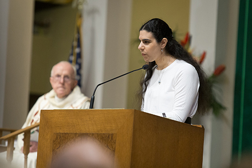 Francesca Marinaro served as a lector at the 2018 annual Mass and reception for local persons with disabilities held at St. Gabriel Parish in Pompano Beach.
