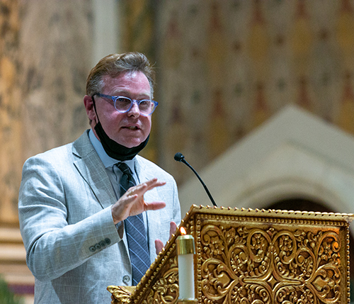 Randy McGrorty, executive director of Catholic Legal Services, speaks after the agency received the Miami Catholic Lawyers Guild's highest honor, the Lex Christi, Lex Amoris award. The presentation took place at the conclusion of the annual Red Mass organized by the Miami Catholic Lawyers Guild, Oct. 29, 2020.