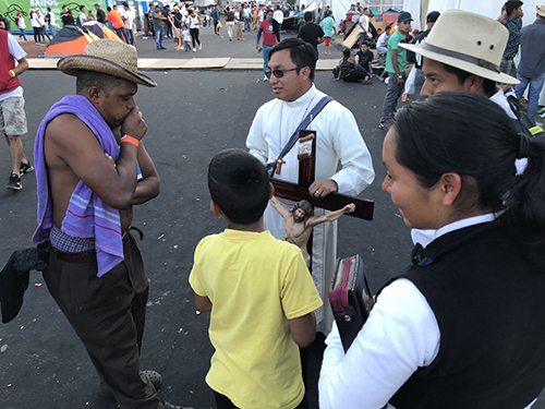 Members of a migrant caravan take temporary shelter in a stadium in Mexico City on their way to the United States border, Nov. 8, 2018. In his new encyclical, Fratelli tutti, Pope Francis urged governments to take a series of “indispensable steps” to help refugees. These included “increasing and simplifying the granting of visas,” as well as “freedom of movement and the possibility of employment,” and “supporting the reuniting of families.”