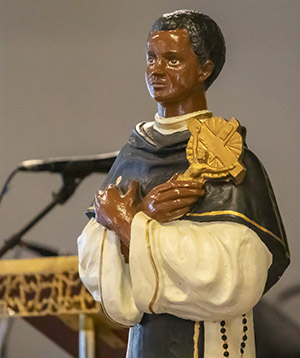 A statue of St. Martin de Porres was on display at St. Augustine Church in Coral Gables during a Mass commemorating his feast day, Nov. 8, 2020. The Mass marked the start of Black Catholic History Month and was hosted by the  Archdiocese of Miami's Office of Black Catholic Ministry.