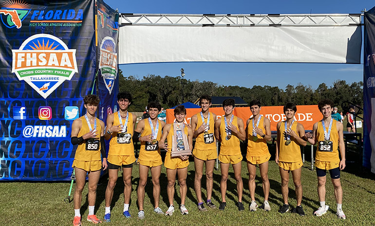 Belen Jesuit established itself as the best cross country program in the history of the state Nov. 14, 2020. Head Coach Frankie Ruiz, '96, moves past legendary Largo Coach Brent Haley with his 11th state championship title; the school's 12th and fourth consecutive.