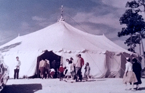 Nativity Church's first home in 1960 was a round tent that blew down in a storm.