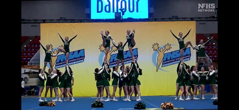 Immaculata-La Salle cheerleaders perform during the state finals at the RP Funding Center in Lakeland.