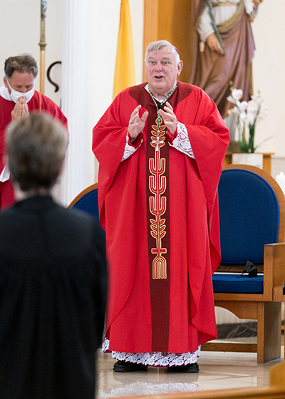 Archbishop Thomas Wenski celebrates the annual Red Mass for legal professionals in the Florida Keys, March 5, 2021, at the Basilica of St. Mary Star of the Sea in Key West.