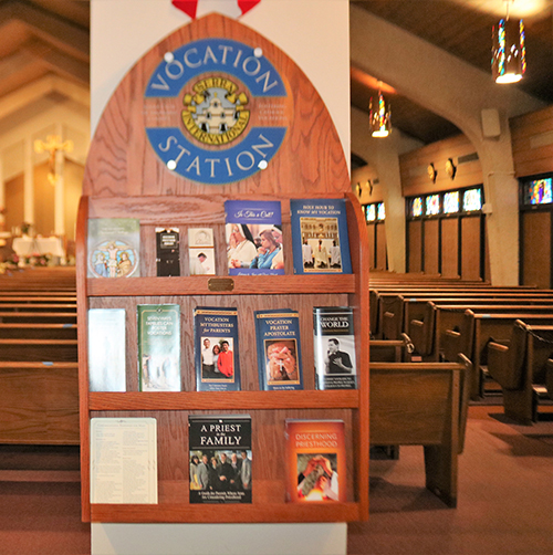 St. Gabriel Church in Pompano Beach features a Vocation Station courtesy of the Serra Club of Broward County. The station displays information, brochures and resources focused on vocations to the priesthood and religious life and on ways of fostering vocations.