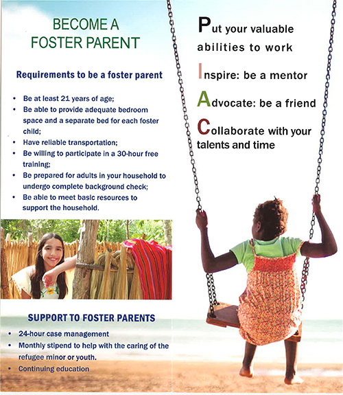 Image from Catholic Charities' brochure on becoming a foster parent for the Unaccompanied Refugee Minors Program.