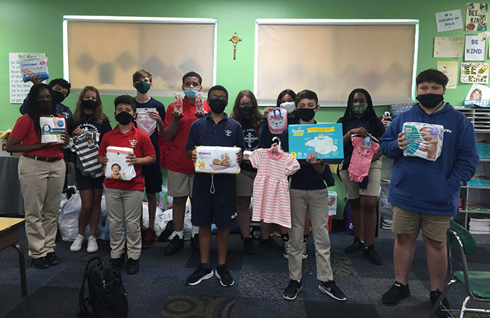 June 2021
Deerfield Beach
Seventh grade students at St. Ambrose School collected donations for a "Right to Life Baby Shower" they hosted to benefit mothers and their newborns and toddlers at the Right to Life Pregnancy Center in Coconut Creek.