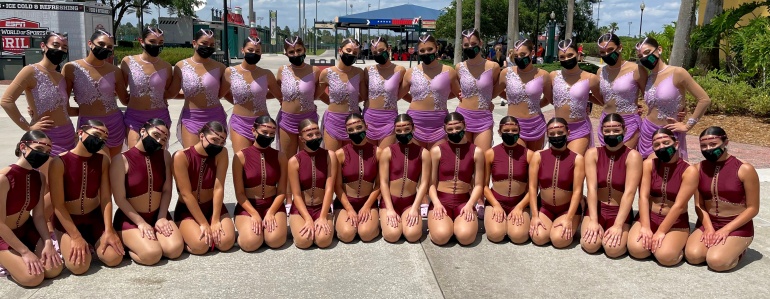 The Sabrettes, the dance teams for St. Brendan High School, won several awards at recent national competitions at Walt Disney World. Pictured are the Varsity Sabrettes, top row; and Junior Varsity Sabrettes, bottom.