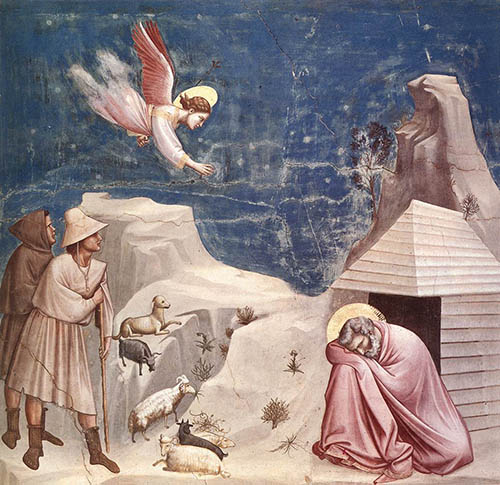 Painting "The dream of Joachim" by Giotto, 1305