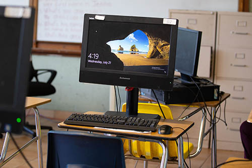 View of a new computer at Notre Dame d’Haiti Mission and the Pierre Toussaint Leadership and Learning Center in Miami, which are expanding their computer literacy education through community partnerships.