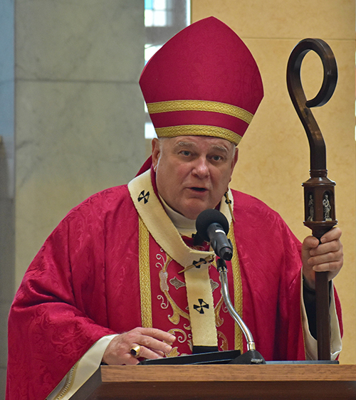 Archbishop Thomas Wenski gives the homily Sept. 21, 2021 at the Ascension Mausoleum chapel during the Catholic Cemetery Conference in Doral.