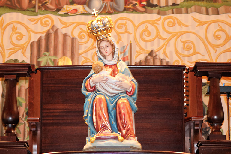 An image of Our Lady of La Leche which honors Mary, patroness of mothers-to-be, is displayed in the Cathedral Basilica of St. Augustine. A national shrine in her honor is located on the grounds of Mission Nombre de Dios nearby.