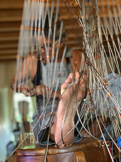 Miami artist Natalie Plasencia works on the casting net for the St. Peter the Fisherman sculpture now installed outside St. Peter the Fisherman Church in Big Pine Key.