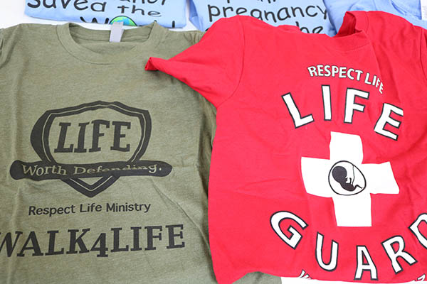 Pro-life shirts were displayed during Sidewalk Advocacy Training held Sept. 11, 2021 at the Madonna Retreat Center in West Park.