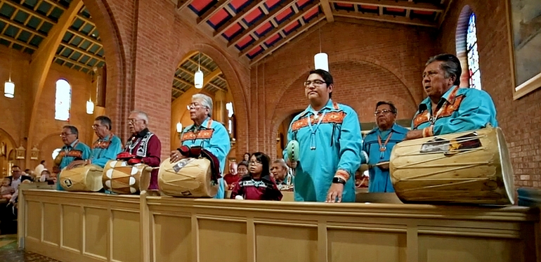 Screenshot from the Knights of Columbus video Enduring Faith, about the Catholic legacy among indigenous tribes in North America.