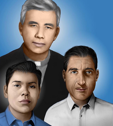 El P. Rutilio Grande y sus compañeros mártires Manuel Solórzano y Nelson Rutilio Lemus.