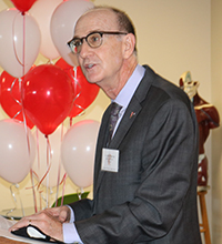 John Murray, provost and professor of psychology at Barry University in Miami Shores, speaks during the blessing and ribbon cutting Sept. 24, 2021 for Cardinal Gibbons High School's Emergency Medical Technician program, made possible through a partnership with Barry University.