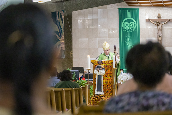 Archbishop Thomas Wenski preaches the homily during the Mass that marked the start of Black Catholic History Month, Nov. 6, 2021.