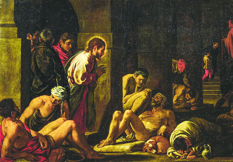 Pedro Orrente: “Cristo sanando a un enfermo en Betsaida”.