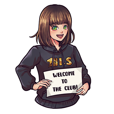 An anime style character welcomes students to Immaculata-La Salle High's anime club.