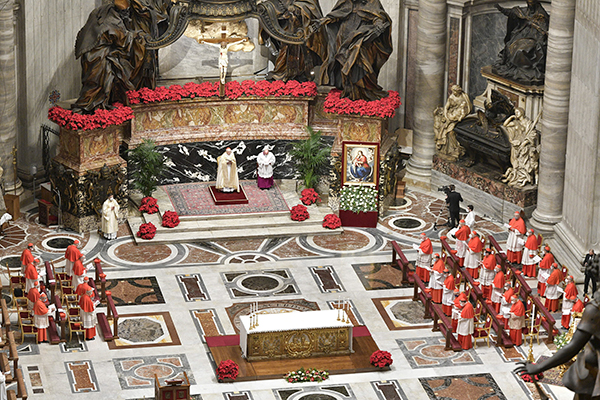 Consistory for the creation of new cardinals in St. Peter's Basilica, Nov. 28, 2020. The seven-member Council of Cardinal Advisers finished the first draft of the new constitution in 2018. The text was then circulated among the presidents of national bishops’ conferences, dicasteries of the Roman Curia, synods of the Eastern Churches, conferences of major superiors, and select pontifical universities for feedback in 2019.