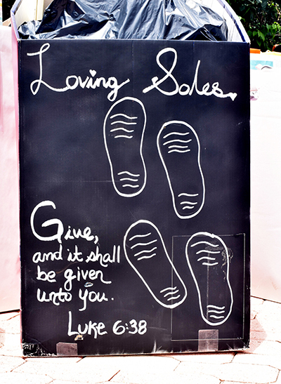 Loving Soles donors and volunteers alike decorated some of the boxes in which the shoes were placed.