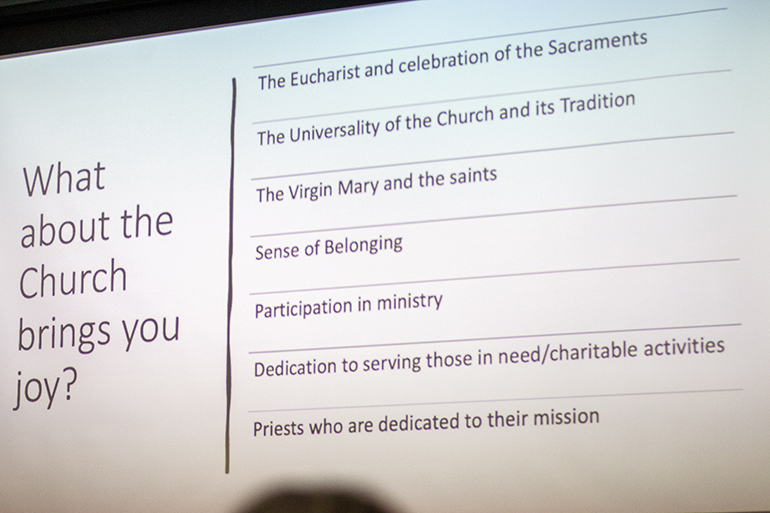 On March 26, 2022, Archbishop Thomas Wenski joined about 100 parish representatives for an assembly summarizing the feedback gathered during the listening sessions for the Synod on Synodality at the churches and archdiocesan entities during the past few months.