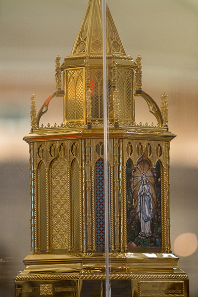 Reliquary containing a fragment of St. Bernadette's rib, which began its U.S. tour at Miami's Our Lady of Lourdes Church April 7, 2022. On April 18, it begins its journey to other churches in Florida and 19 other states.