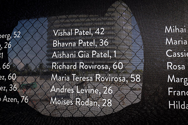 Names of the 98 souls lost a year ago during the June 24 collapse of Miami's Champlain Towers South are inscribed on the new temporary memorial that encircles the now empty site of the 12-story beachfront apartment building on Miami Beach. Its collapse impacted dozens of local Catholic and other families and nearby St. Joseph Parish in particular. Officials have yet to make a final determination as to a specific cause for the collapse.